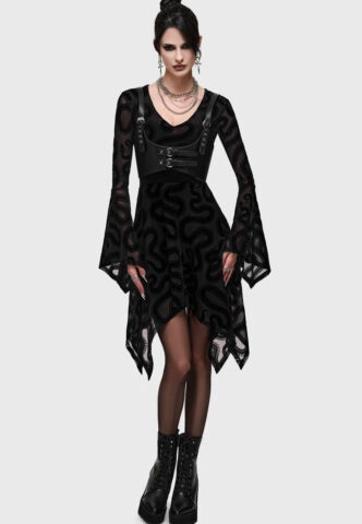 Killstar – Serpentes Mini Black – Kleid – Schwarz – XS – 95% Polyester, 5% Elastan