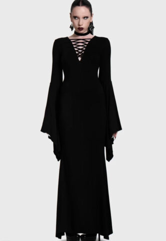 Killstar – Seraphelle Maxi Black – Kleid – Schwarz – XXL – 95 % Viskose, 5 % Elastan