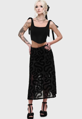 Killstar – Serpentes Midi Black – Rock – Schwarz – XS – 95% Polyester, 5% Elastan