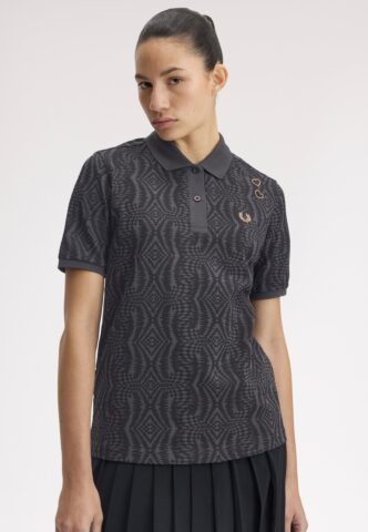 Fred Perry x Amy Winehouse – Printed Fred Perry Anchor Grey – Polo – Grau – Large – 100% Baumwolle