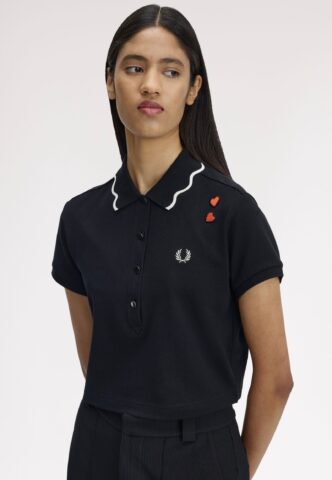 Fred Perry x Amy Winehouse – Scalloped Trim Black – Polo – Schwarz – X-Small – 100% Baumwolle