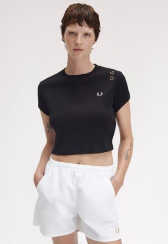 Fred Perry x Amy Winehouse – Ribbed Black – T-Shirt – Schwarz – Large – 60% Baumwolle, 40% Polyester