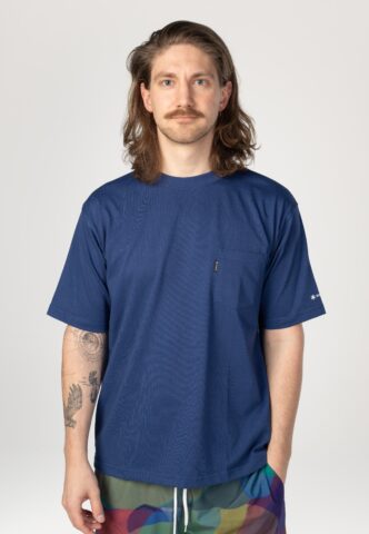 Snow Peak – NSD Pocket Blue – T-Shirt – Blau – XL – 65% Polyester, 35% Baumwolle
