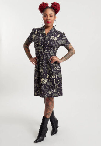 Sourpuss Clothing – Night Walker Rosie – Kleid – Schwarz – S – 95% Baumwolle, 5% Elastan
