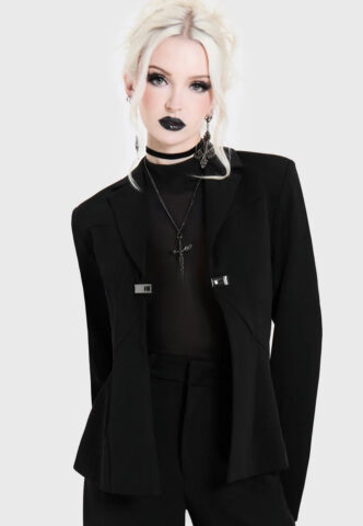 Killstar – Spiderella Black – Blazer – Schwarz – M – 91% Polyester, 9% Elastan