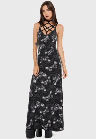 Killstar x Alchemy England – Spidrasica’s Web – Kleid – Schwarz – M – 95 % Viskose, 5 % Elastan