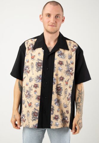 Steady Clothing – Tattoo Mid Panel Black – Hemd – Schwarz – XL – 100% Polyester
