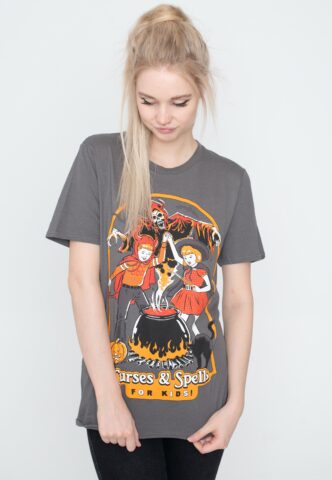 Steven Rhodes – Curses & Spells Charcoal – T-Shirt – Grau – S – 100% Baumwolle