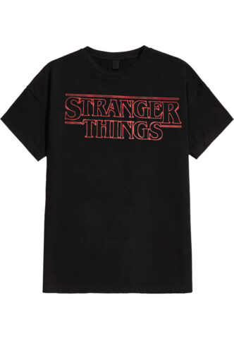 Stranger Things – Neon Logo – T-Shirt – Schwarz – XXL – 100% Baumwolle