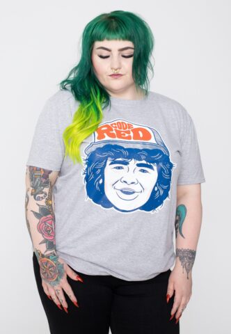 Stranger Things – Dustin Code Red Heather Grey – T-Shirt – Grau – XL – 100% Baumwolle