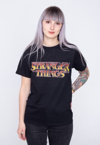 Stranger Things – Flames Logo – T-Shirt – Schwarz – S – 100% Baumwolle