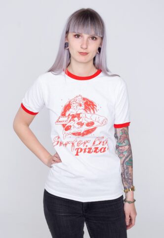 Stranger Things – Surfer Boy Pizza Ringer White/ Red – T-Shirt – Weiß – XXL – 100% Baumwolle