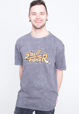 Street Fighter – Retro Logo Grey – T-Shirt – Grau – L – 100% Baumwolle
