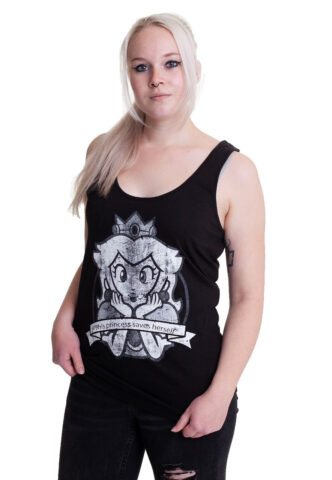 Super Mario – Prinzessin Peach – Tank – Schwarz – L – 100% Baumwolle