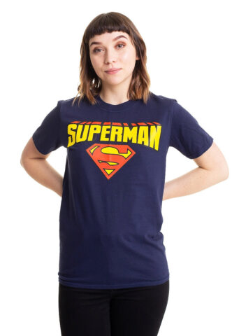Superman – Blockletter Logo Blue – T-Shirt – Blau – M – 100% Baumwolle