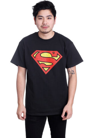 Superman – Shield Crackle Logo – T-Shirt – Schwarz – XL – 100% Baumwolle,Jersey