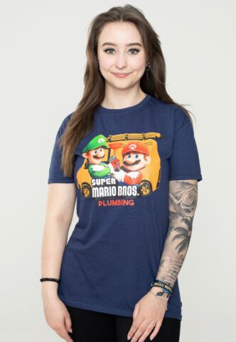 Super Mario – Plumbing Navy – T-Shirt – Blau – L – 100% Baumwolle