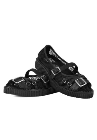 T.U.K. – Pointed Mary Jane Creeper Vegan Lace Black – Girl Schuhe – Schwarz – EU 36 – Synthetic/Synthetic/Gummi