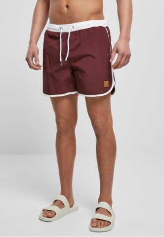Urban Classics – Retro White/Cherry – Board Shorts – Weinrot – XXL – Außenmaterial: 100% Nylon; Innenfutter: 100% Polyester