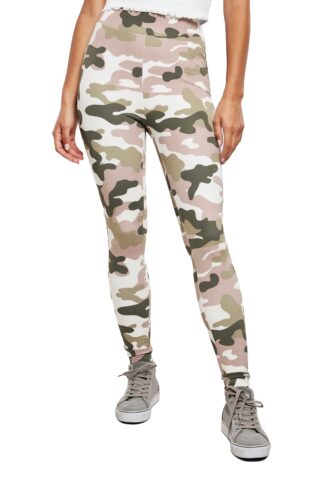 Urban Classics – Ladies High Waist Tech Duskrose Camo – Leggings – Rot – XS – 80% Polyester, 20% Elastan