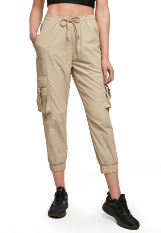 Urban Classics – Ladies High Waist Crinkle Nylon Cargo Concrete – Hose – Beige – XL – 100% Nylon