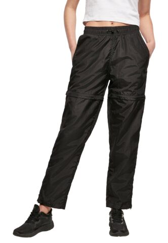 Urban Classics – Ladies Shiny Crinkle Nylon Zip Black – Hose – Schwarz – XS – Außenmaterial: 100% Nylon; Innenfutter: 100% Polyester