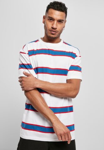 Urban Classics – Light Stripe Oversize White/Sportyblue – T-Shirt – Weiß – S – 100% Baumwolle