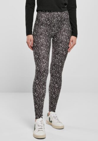 Urban Classics – Ladies Soft Aop Blackline – Leggings – Schwarz – M – 92% Polyester, 8% Elasthan