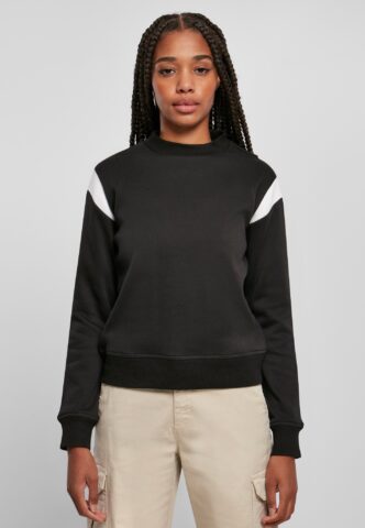 Urban Classics – Ladies Inset College Black/White – Sweater – Schwarz – XS – 65% Baumwolle, 35% Polyester