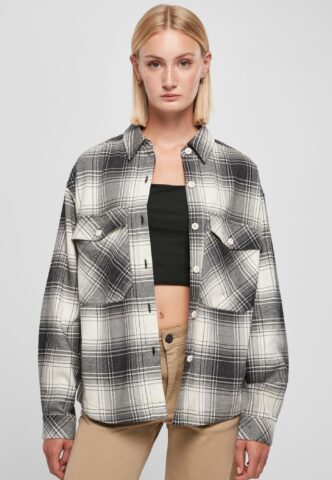 Urban Classics – Ladies Oversized Check Whitesand/Black – Hemd – Beige – L – 100% Baumwolle