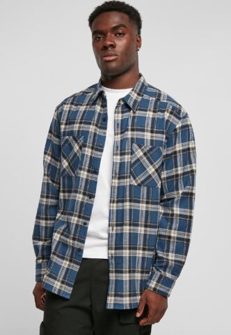 Urban Classics – Lake Check Darkblue/Whitesand – Hemd – Blau – S – 55% Baumwolle, 45% Polyester