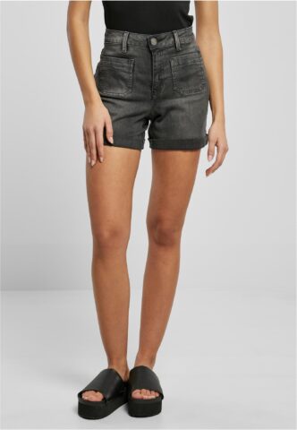 Urban Classics – Ladies Vintage Denim Black Washed – Shorts – Schwarz – W27 – 98% Baumwolle, 2% Elastan