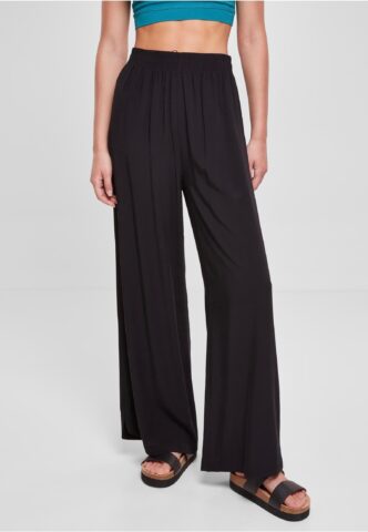 Urban Classics – Ladies Wide Leg Viscose Black – Hose – Schwarz – L – 100% Viskose