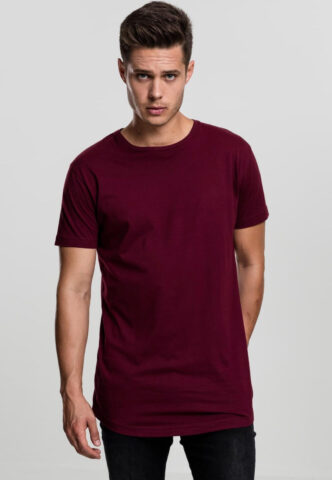 Urban Classics – Shaped Long Port – T-Shirt – Weinrot – S – 100% Baumwolle
