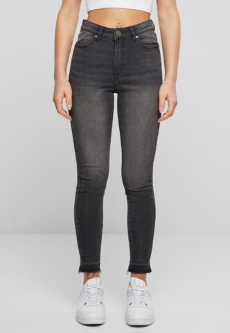 Urban Classics – Ladies Skinny High Waist Open Hem Black Washed – Jeans – Schwarz – W27 – 98% Baumwolle, 2% Elastan