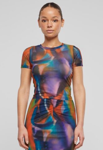 Urban Classics – Ladies AOP Mesh Multicolorreflection – T-Shirt – Mehrfarbig – XS – 90% Polyester, 10% Elastan