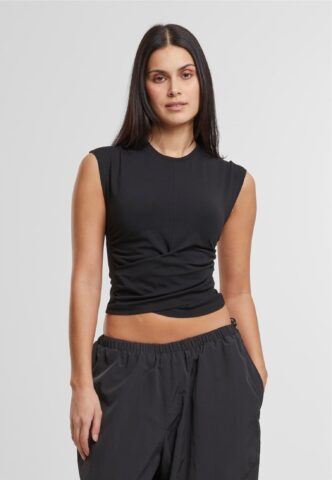 Urban Classics – Ladies Cropped Wrapped Black – Oberteil – Schwarz – XL – 95% Baumwolle, 5% Elastan