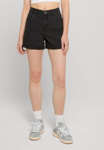 Urban Classics – Ladies High Waist Denim Black Washed – Shorts – Schwarz – W28 – 98% Baumwolle, 2% Elastan