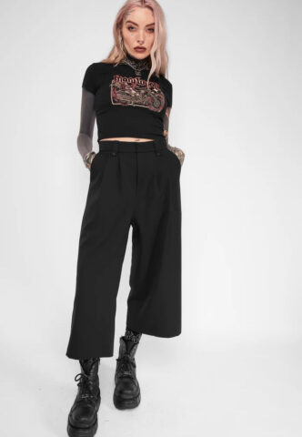 Mary Wyatt – Tegan Cropped Wide Leg Black – Hose – Schwarz – X-Large – 75% Polyester, 19% Viskose, 6% Elastan