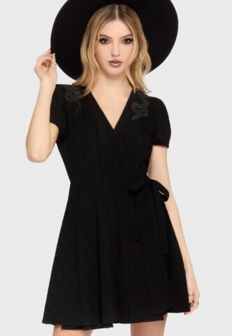 Killstar – Honeyfern Mini Black – Kleid – Schwarz – L – 50% Baumwolle, 50% Viskose