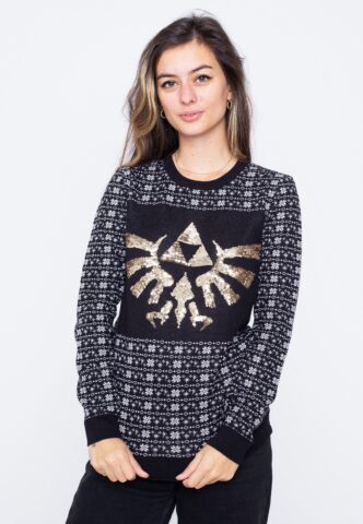 The Legend Of Zelda – Tri-Force Glitter Xmas Knit – Pullover – Schwarz – L – 100% Polyester