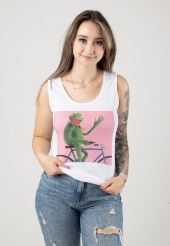 The Muppets – Biking Kermit White – Tank – Weiß – L – 100% Baumwolle