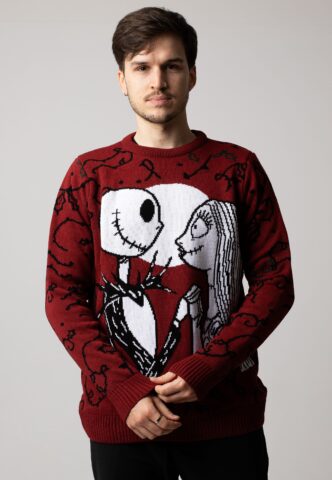 The Nightmare Before Christmas – Jack And Sally Xmas Knit – Pullover – Weinrot – S – 100% Polyacryl