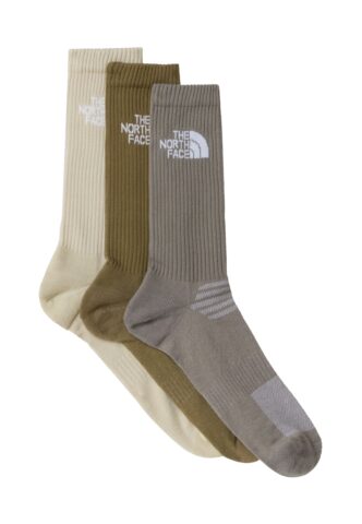 The North Face – Multi Sport Cush Crew Pack Of 3 Stone Slab/Desert Stone – Socken – Grün – XS – 80% Polyester, 20% Elastan