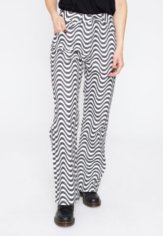 The Ragged Priest – Wave Print Dad White/Charcoal – Jeans – Weiß – W26 – 100% Baumwolle