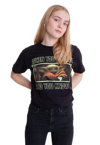 The Mandalorian – Cute And Knows It – T-Shirt – Schwarz – S – 100% Baumwolle