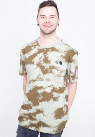 The North Face – Simple Dome Eu Military Olive Retro Dye Print – T-Shirt – Tarnfarben – S – 100% Baumwolle