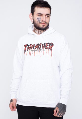 Thrasher – Blood Drip Ash – Hoodie – Grau – S – 50% Baumwolle, 50% Polyester