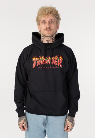 Thrasher – Fuego Black – Hoodie – Schwarz – L – 50% Baumwolle, 50% Polyester