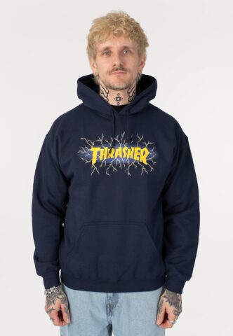 Thrasher – Lightning Navy – Hoodie – gid://shopify/Metaobject/122014793965 – M – 50% Baumwolle, 50% Polyester